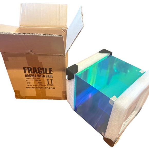 Med Sz Crystal (Polychromatic Acrylic) Magic 3D Cube LED Table Lamp ~ 9in NIB - Picture 2 of 5